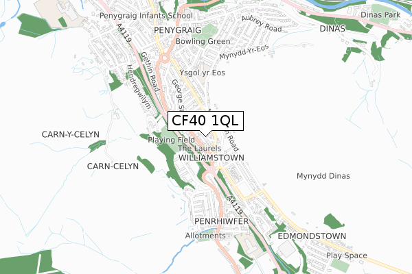 CF40 1QL map - small scale - OS Open Zoomstack (Ordnance Survey)