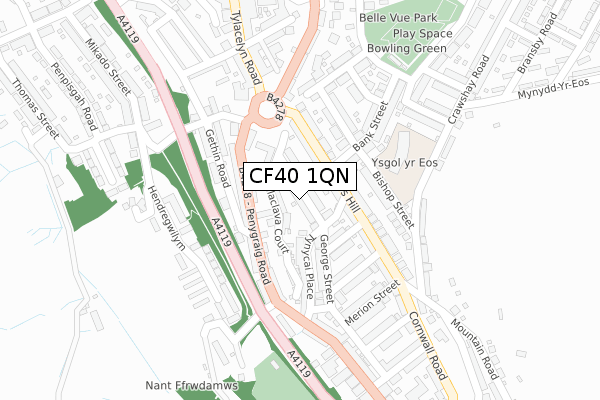 CF40 1QN map - large scale - OS Open Zoomstack (Ordnance Survey)