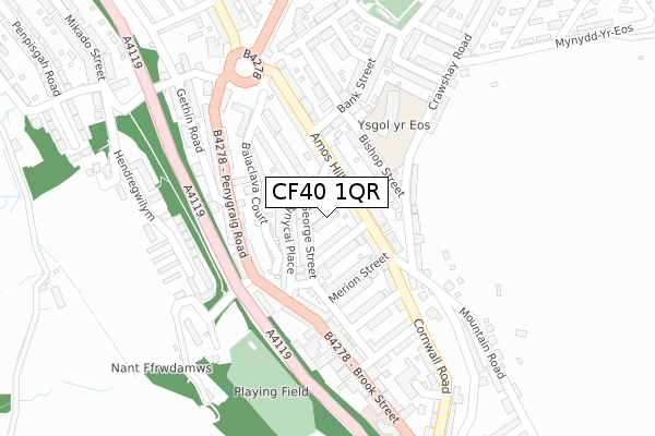 CF40 1QR map - large scale - OS Open Zoomstack (Ordnance Survey)