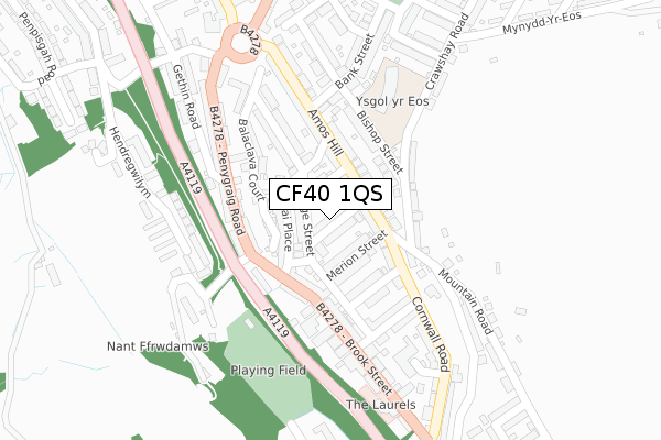 CF40 1QS map - large scale - OS Open Zoomstack (Ordnance Survey)