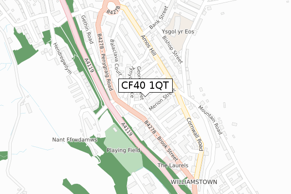 CF40 1QT map - large scale - OS Open Zoomstack (Ordnance Survey)