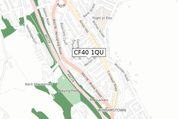 CF40 1QU map - large scale - OS Open Zoomstack (Ordnance Survey)