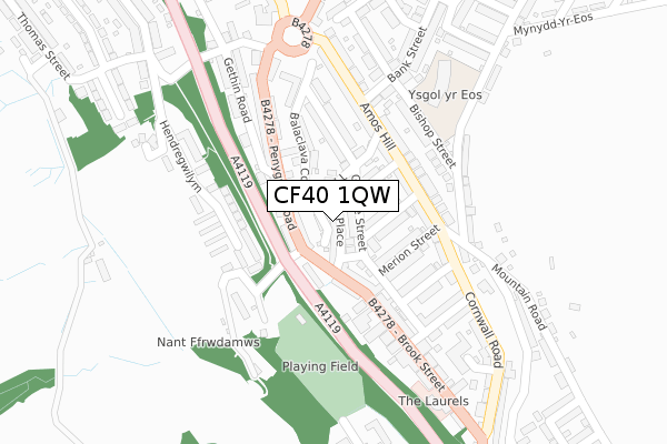 CF40 1QW map - large scale - OS Open Zoomstack (Ordnance Survey)