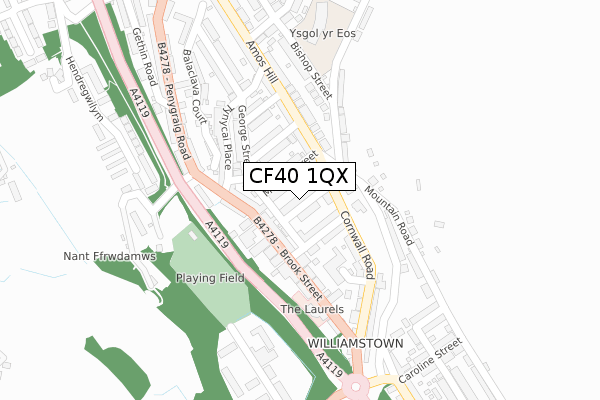 CF40 1QX map - large scale - OS Open Zoomstack (Ordnance Survey)