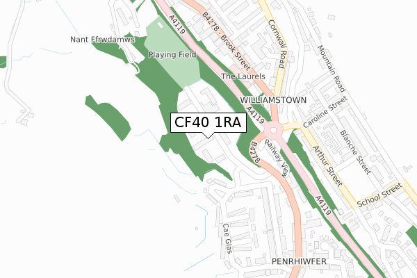 CF40 1RA map - large scale - OS Open Zoomstack (Ordnance Survey)