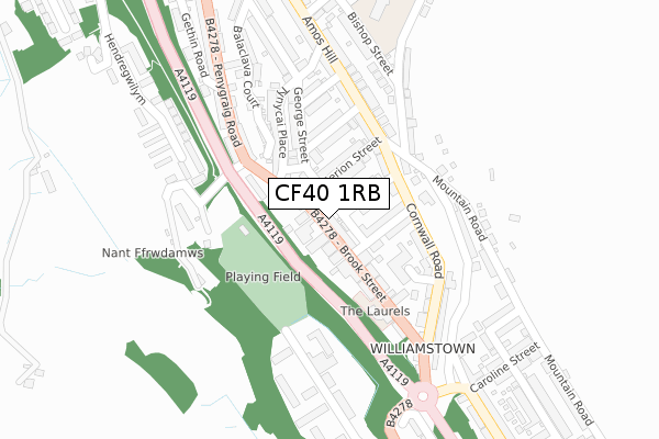 CF40 1RB map - large scale - OS Open Zoomstack (Ordnance Survey)