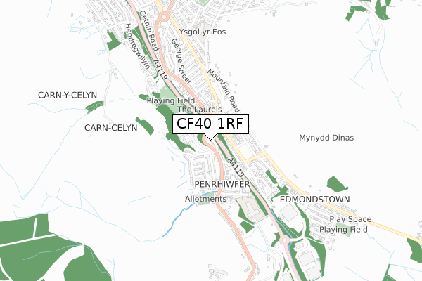 CF40 1RF map - small scale - OS Open Zoomstack (Ordnance Survey)