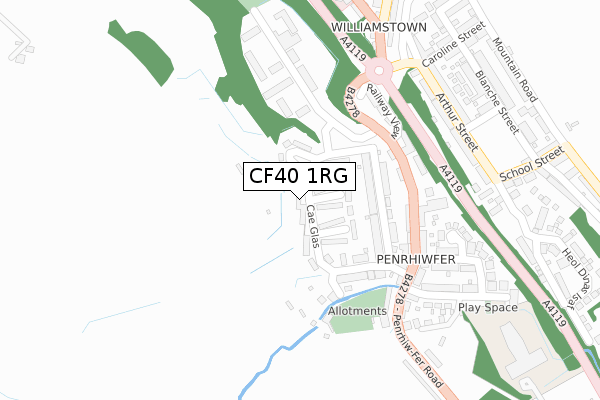 CF40 1RG map - large scale - OS Open Zoomstack (Ordnance Survey)