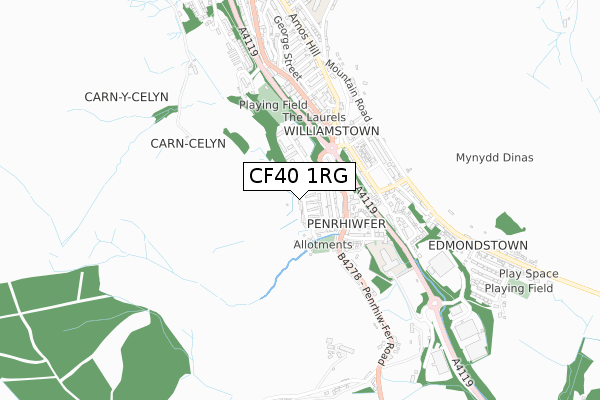 CF40 1RG map - small scale - OS Open Zoomstack (Ordnance Survey)