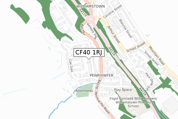 CF40 1RJ map - large scale - OS Open Zoomstack (Ordnance Survey)