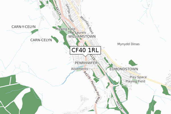 CF40 1RL map - small scale - OS Open Zoomstack (Ordnance Survey)