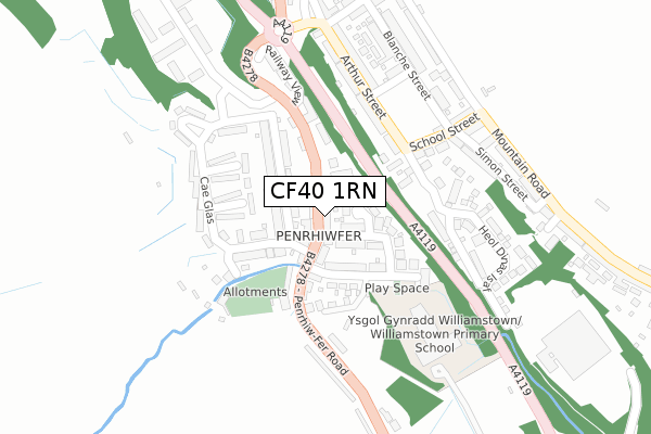 CF40 1RN map - large scale - OS Open Zoomstack (Ordnance Survey)