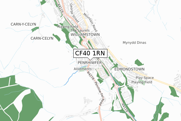 CF40 1RN map - small scale - OS Open Zoomstack (Ordnance Survey)