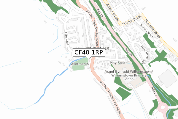 CF40 1RP map - large scale - OS Open Zoomstack (Ordnance Survey)