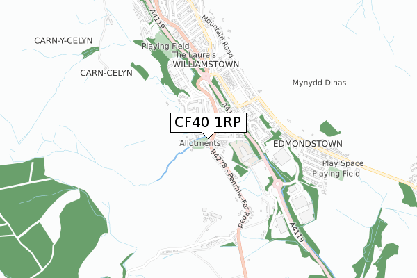 CF40 1RP map - small scale - OS Open Zoomstack (Ordnance Survey)