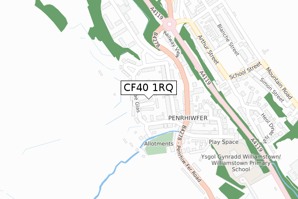 CF40 1RQ map - large scale - OS Open Zoomstack (Ordnance Survey)