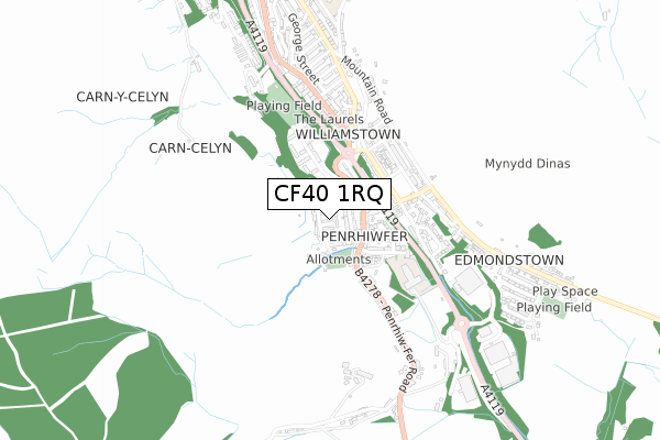 CF40 1RQ map - small scale - OS Open Zoomstack (Ordnance Survey)