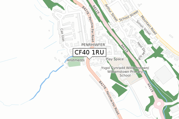 CF40 1RU map - large scale - OS Open Zoomstack (Ordnance Survey)