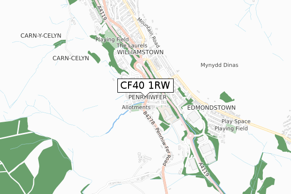 CF40 1RW map - small scale - OS Open Zoomstack (Ordnance Survey)