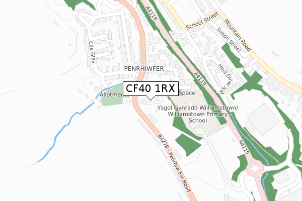 CF40 1RX map - large scale - OS Open Zoomstack (Ordnance Survey)