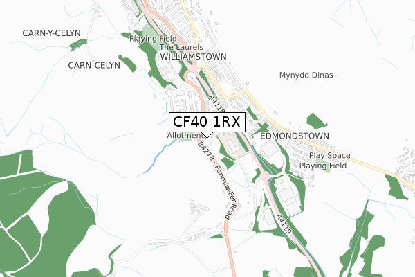 CF40 1RX map - small scale - OS Open Zoomstack (Ordnance Survey)