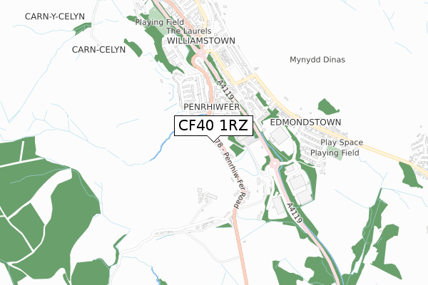 CF40 1RZ map - small scale - OS Open Zoomstack (Ordnance Survey)