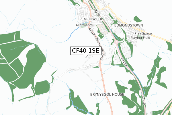 CF40 1SE map - small scale - OS Open Zoomstack (Ordnance Survey)