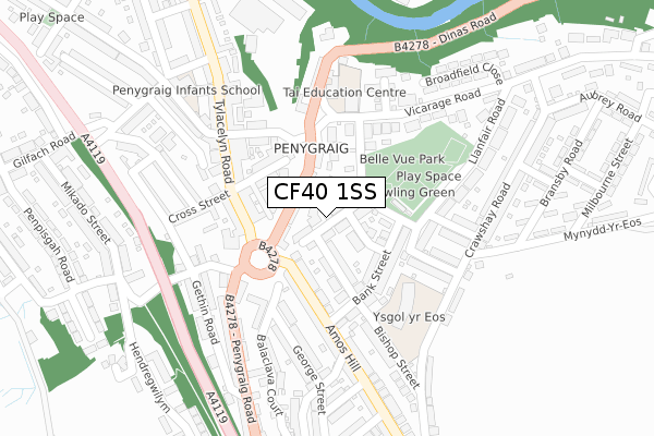 CF40 1SS map - large scale - OS Open Zoomstack (Ordnance Survey)