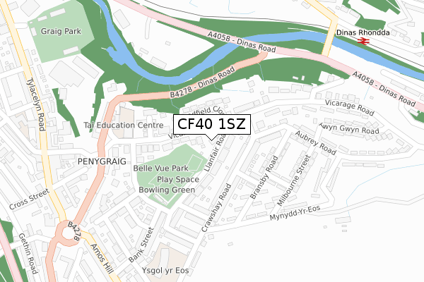 CF40 1SZ map - large scale - OS Open Zoomstack (Ordnance Survey)