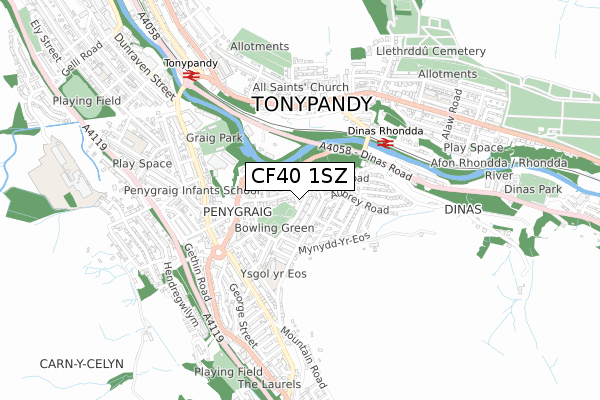 CF40 1SZ map - small scale - OS Open Zoomstack (Ordnance Survey)