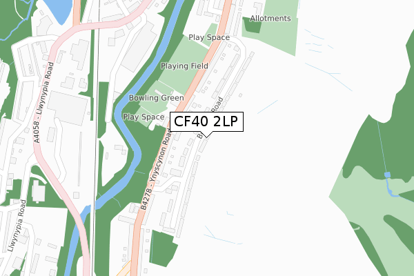 CF40 2LP map - large scale - OS Open Zoomstack (Ordnance Survey)