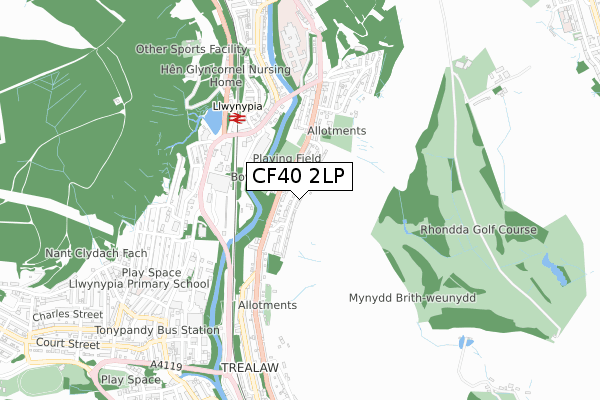 CF40 2LP map - small scale - OS Open Zoomstack (Ordnance Survey)