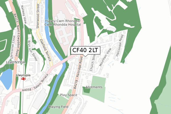 CF40 2LT map - large scale - OS Open Zoomstack (Ordnance Survey)