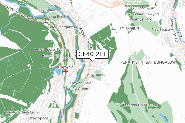 CF40 2LT map - small scale - OS Open Zoomstack (Ordnance Survey)