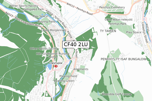 CF40 2LU map - small scale - OS Open Zoomstack (Ordnance Survey)