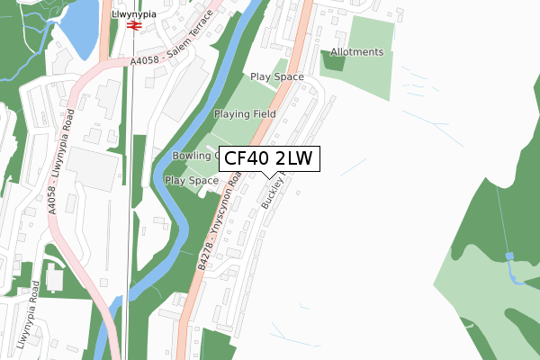 CF40 2LW map - large scale - OS Open Zoomstack (Ordnance Survey)