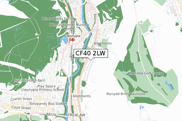 CF40 2LW map - small scale - OS Open Zoomstack (Ordnance Survey)