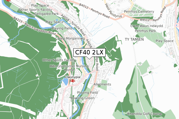 CF40 2LX map - small scale - OS Open Zoomstack (Ordnance Survey)