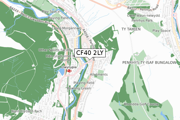 CF40 2LY map - small scale - OS Open Zoomstack (Ordnance Survey)