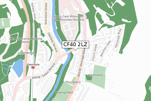 CF40 2LZ map - large scale - OS Open Zoomstack (Ordnance Survey)