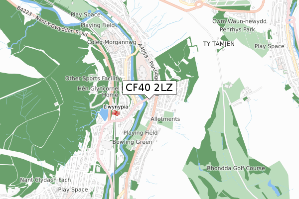 CF40 2LZ map - small scale - OS Open Zoomstack (Ordnance Survey)