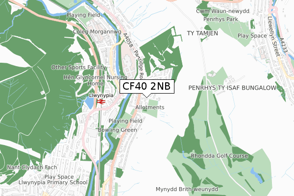 CF40 2NB map - small scale - OS Open Zoomstack (Ordnance Survey)