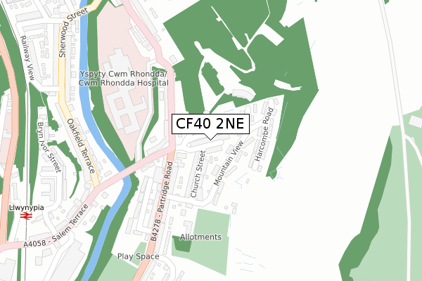 CF40 2NE map - large scale - OS Open Zoomstack (Ordnance Survey)