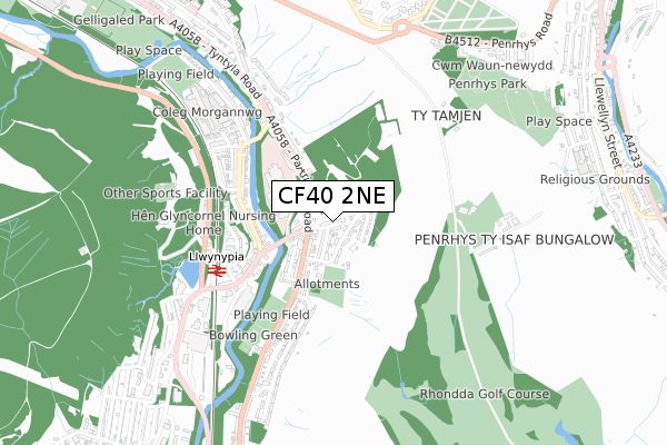 CF40 2NE map - small scale - OS Open Zoomstack (Ordnance Survey)