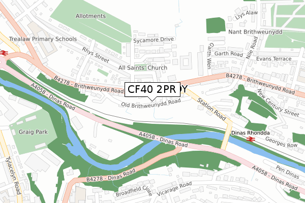 CF40 2PR map - large scale - OS Open Zoomstack (Ordnance Survey)