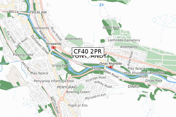 CF40 2PR map - small scale - OS Open Zoomstack (Ordnance Survey)