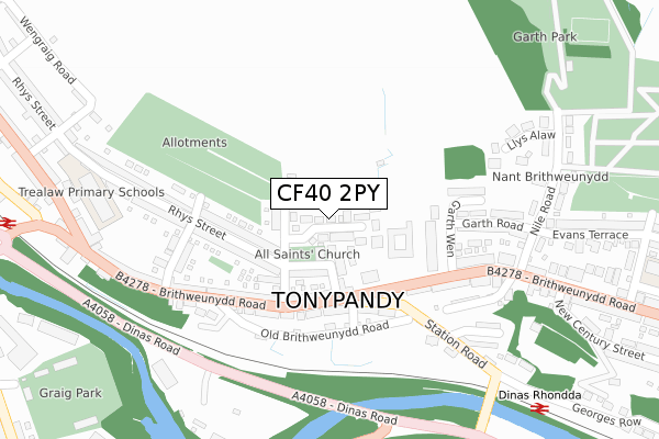 CF40 2PY map - large scale - OS Open Zoomstack (Ordnance Survey)