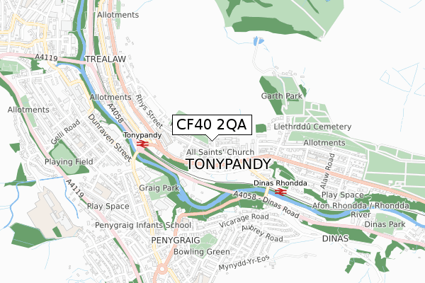 CF40 2QA map - small scale - OS Open Zoomstack (Ordnance Survey)