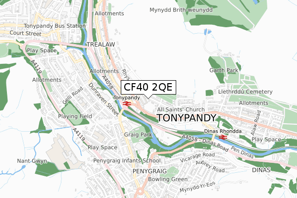 CF40 2QE map - small scale - OS Open Zoomstack (Ordnance Survey)