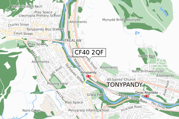 CF40 2QF map - small scale - OS Open Zoomstack (Ordnance Survey)